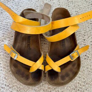 Birkenstock Yara mustard yellow strappy  leather sandals, women's size 36/5